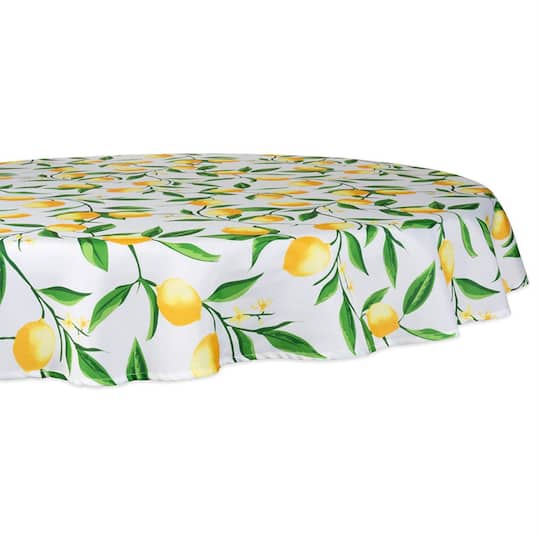 Dii 60 Round Lemon Bliss Print, 60 Round Outdoor Tablecloth
